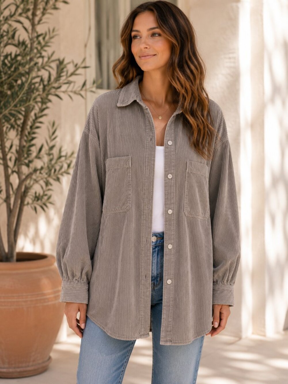 Levi's Jovi Corduroy Shacket Beige Relaxed Oversized Cotton Shirt Womens XL